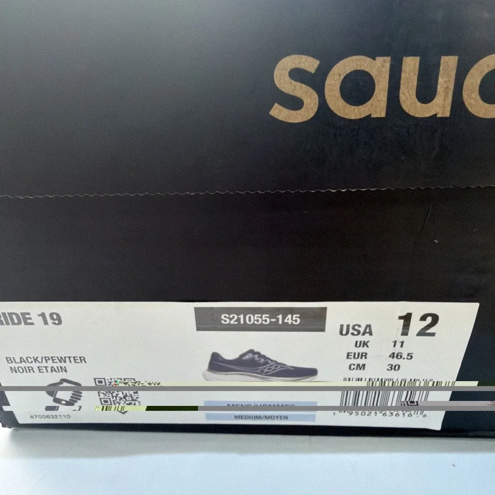 Saucony Men's Athleisure Ride 19 Running Shoe Black/Pewter Size 12. New